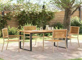 Garden Dining Set 5 pcs Beige Solid Acacia Wood 3365456