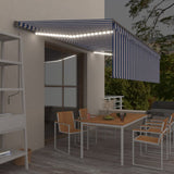 Manual Retractable Awning with Blind&LED 5x3m Blue&White 3069461
