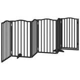 Dog Gate with Door Foldable 6 Panels Black 300 cm Poplar Wood 352223