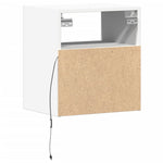 ZNTS Wall-mounted Bedside Cabinet with LED Lights White 3307975