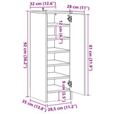Shoe Cabinet White 32x35x92 cm Engineered Wood 808972
