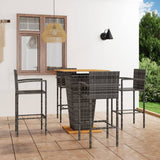 Garden Bar Set Grey PE rattan, powder-coated steel, solid acacia wood 3064871