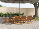 9-Piece Garden Dining Set 9 pcs Natural Solid Acacia Wood 3434627