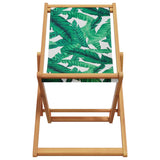 Folding Beach Chair Leaf Pattern Solid Wood Eucalyptus and Fabric 366566