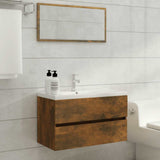 2 Piece Bathroom Furniture Set Smoked Oak Engineered Wood 815738