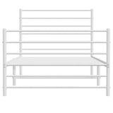 Metal Bed Frame without Mattress with Footboard White 100x190cm 352380