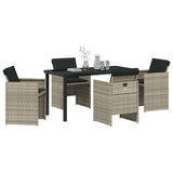 Garden Dining Set with Cushion 5 pcs Light grey Poly rattan 3379961