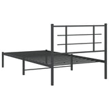 Metal Bed Frame without Mattress with Headboard Black 107x203cm 355557