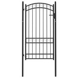 Fence Gate EMMEN with Arched Top Steel 100x123.5 cm Black 146371