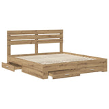 Bed Frame with Drawer with Headboard Manual Engineered Wood 3411621