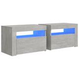 ZNTS Bedside Cabinets 2 pcs with LEDs Concrete Grey 60x35x40 cm 3080738