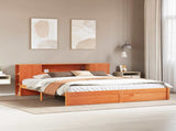 Bed Frame with Storage Headboard with Headboard 2 pcs Wax Brown 3422736