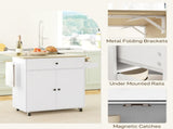 Rolling Kitchen Island with Drop Leaf, Kitchen Storage Cart with Drawer, Spice Rack and Towel Rack, T3398P378828