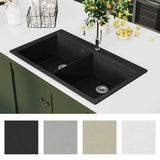Overmount Kitchen Sink Double Basin Granite Black 141675