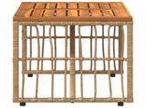 Outdoor Table Natural 80 x 40 x 40 cm Steel and Poly Rattan 42025146