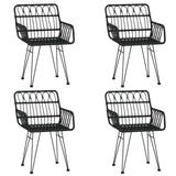 Garden Dining Set Black Poly Rattan Standard Durable 3157853