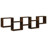 Wall Cube Shelf 5 Compartments Smoked Oak Engineered Wood 859999