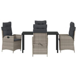 Garden Dining Set with Cushion 5 pcs Light Grey Poly Rattan 3380521