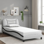 Bed Frame with LED without Mattress "Hvar" White and Black 80x200 cm 3213898