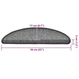 Stair Mats 30 pcs 56x17x3 cm Dark Grey Half Round 3365734