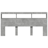 Headboard Cabinet with LED Concrete Grey 200x17x102 cm 839220