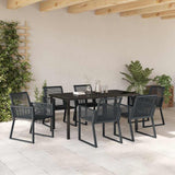Garden Dining Set 7 pcs Black Powder-Coated Steel 3379314