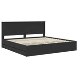 Bed Frame with Drawer Black 200 x 200 cm Engineer Wood 3411083