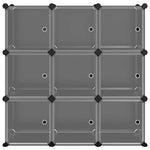 ZNTS Storage Cube Organiser with 9 Cubes and Doors Black PP 340558