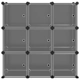 ZNTS Storage Cube Organiser with 9 Cubes and Doors Black PP 340558