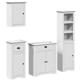 4 Piece Bathroom Furniture Set BODO White Solid Wood Pine 3307650