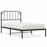Metal Bed Frame without Mattress with Headboard Black 100x200cm 373882