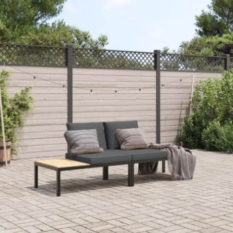 ZNTS 2 Piece Garden Sofa Set with Cushions Black Aluminium 3283705