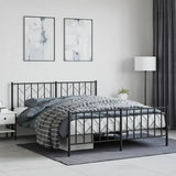 Metal Bed Frame without Mattress with Footboard Black 160x200cm 374458