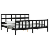 Bed Frame without Mattress Black 200x200 cm Solid Wood Pine 3193035