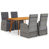 Garden Dining Set 5 pcs Grey Poly Rattan 3172819