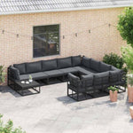 Garden Sofa Set with Cushion Black Aluminium 3378906
