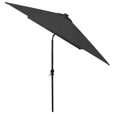 Garden Parasol with LEDs and Steel Pole Black 2x3 m 313792