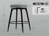 Set of Two Faux Leather Bar Stools - Grey/Black T3398P377909