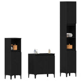 Bathroom Furniture Set Wall-mounted with Door 3 pcs Black Oak 3333089