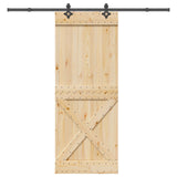 Sliding Door NARVIK Natural and Black 90 x 210 cm 3445380