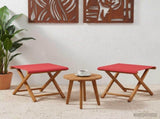 Deck Chair 2 pcs Solid Eucalyptus Wood Red 42024892