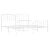 ZNTS Metal Bed Frame with Headboard and Footboard White 200x200 cm 373961