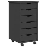 Rolling Cabinet with Drawers MOSS Grey Solid Wood Pine 355890