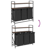 Laundry Basket 3 Compartments with Shelves Brown Oak 859084