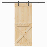 Sliding Door with Hardware Set 95x210 cm Solid Wood Pine 3332794