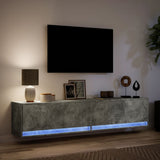 TV Wall Cabinet with LED Concrete Grey 180x31x38 cm 3307950