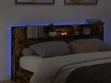 Headboard Cabinet with LED Smoked Oak 160 x 16.5 x 103.5 cm 8006568