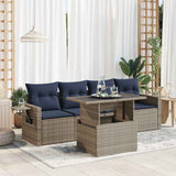 5 Piece Garden Sofa Set with Cushions Grey Poly Rattan 3326402