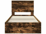 Bed Frame Smoked Oak and Silver 70 x 190 cm Engineered Wood 3411372