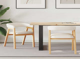 Dining Chairs 2 pcs Natural 54 x 57 x 73 cm Solid Rubber Wood 42020422